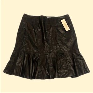 bnwt laundry designer black leather pleated mini skirt from neiman marcus
